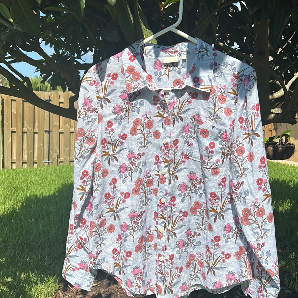 Long sleeve linen blouse